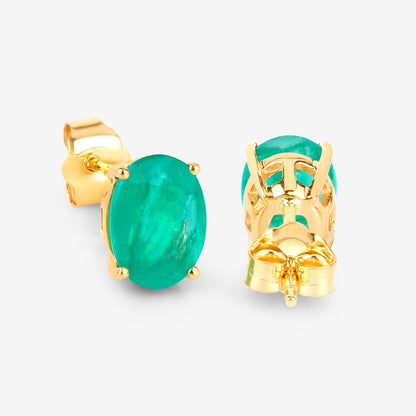 Zambian Emerald Earrings 2.38 Carats 10K Yellow Gold