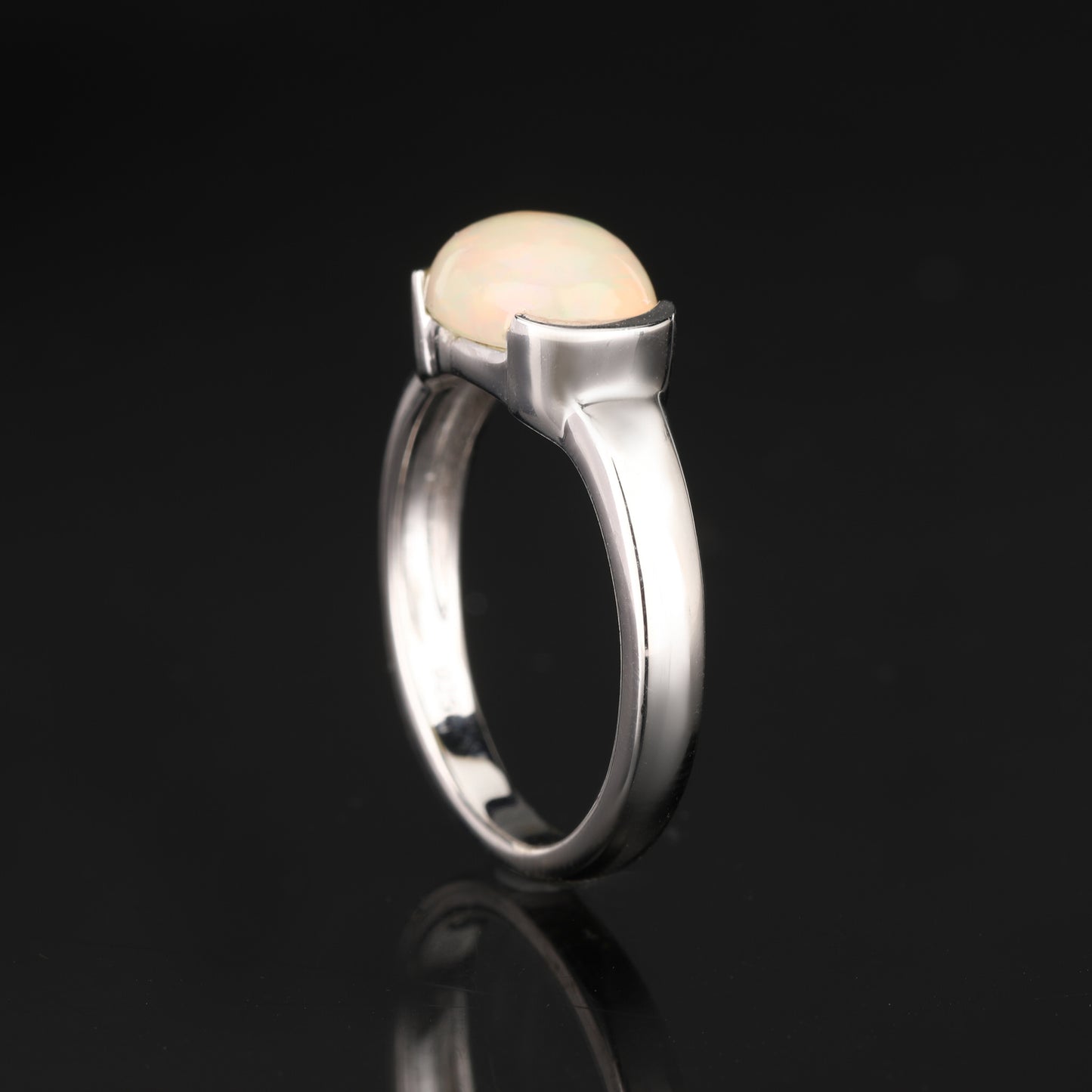 Natural Ethiopian Opal Ring 1.69 Carats Sterling Silver