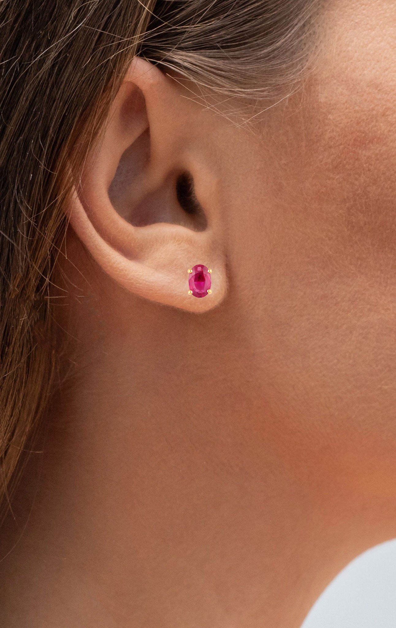 Ruby Earrings 1.02 Carats 14K Yellow Gold