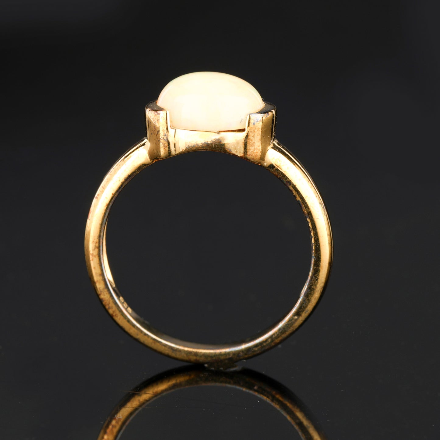 Natural Ethiopian Opal Ring 1.69 Carats Gold Plated Silver