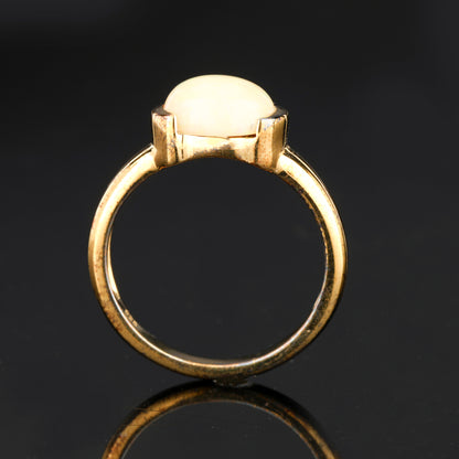 Natural Ethiopian Opal Ring 1.69 Carats Gold Plated Silver