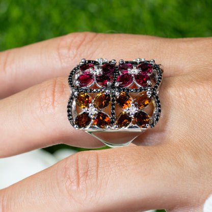 Multicolored Tourmaline Ring Topaz Spinel 8.38 Carats