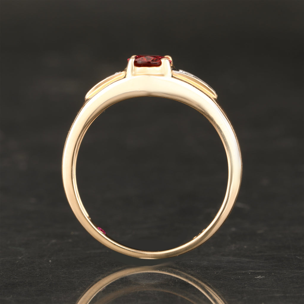 Natural Pink Tourmaline Ring With Diamonds 0.82 Carats 9K Yellow Gold