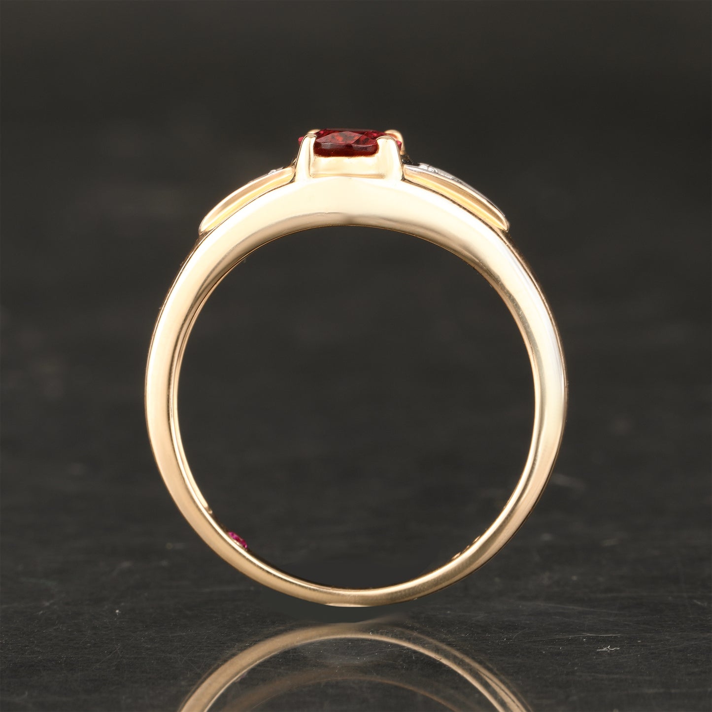 Natural Pink Tourmaline Ring With Diamonds 0.82 Carats 9K Yellow Gold