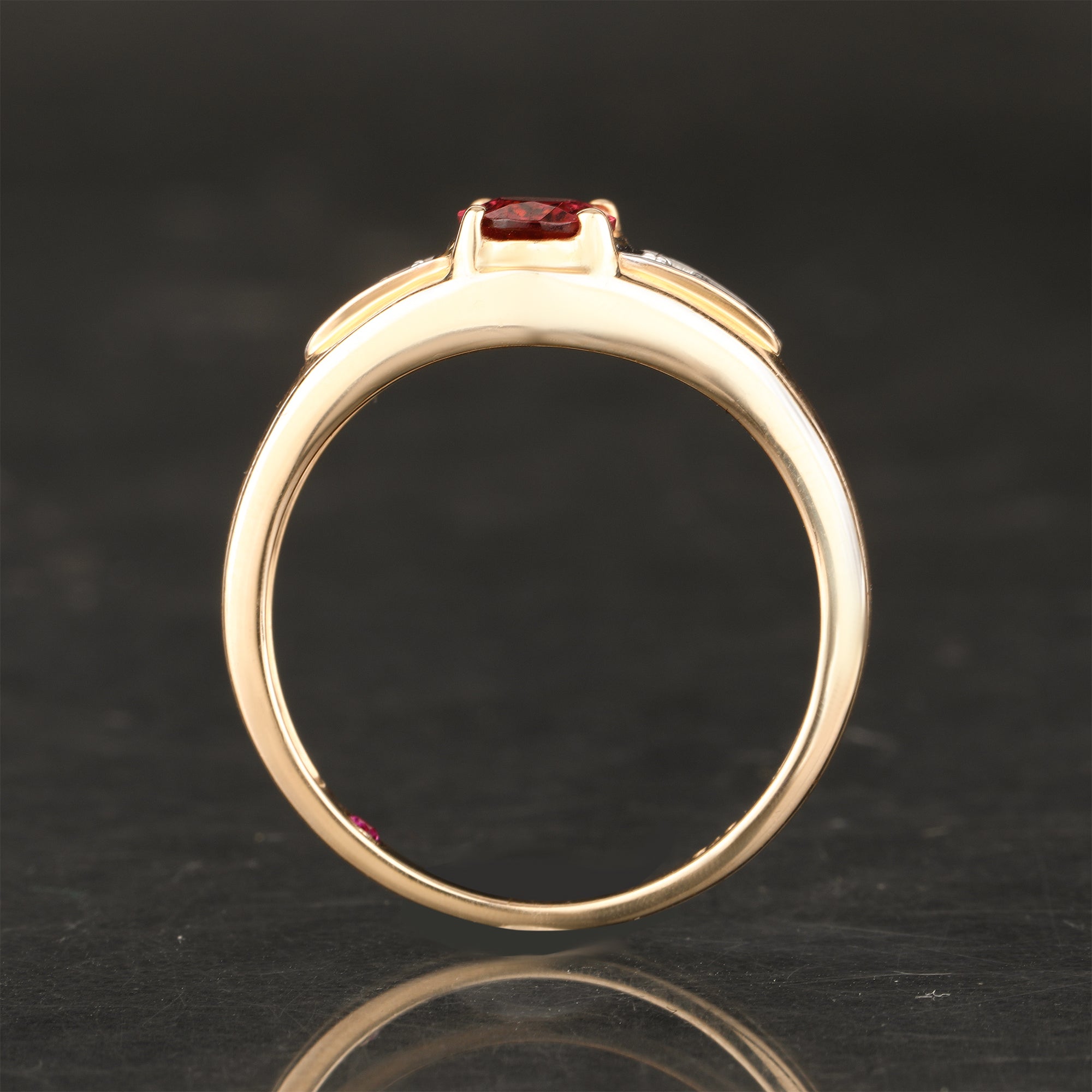 Natural Pink Tourmaline Ring With Diamonds 0.82 Carats 9K Yellow Gold