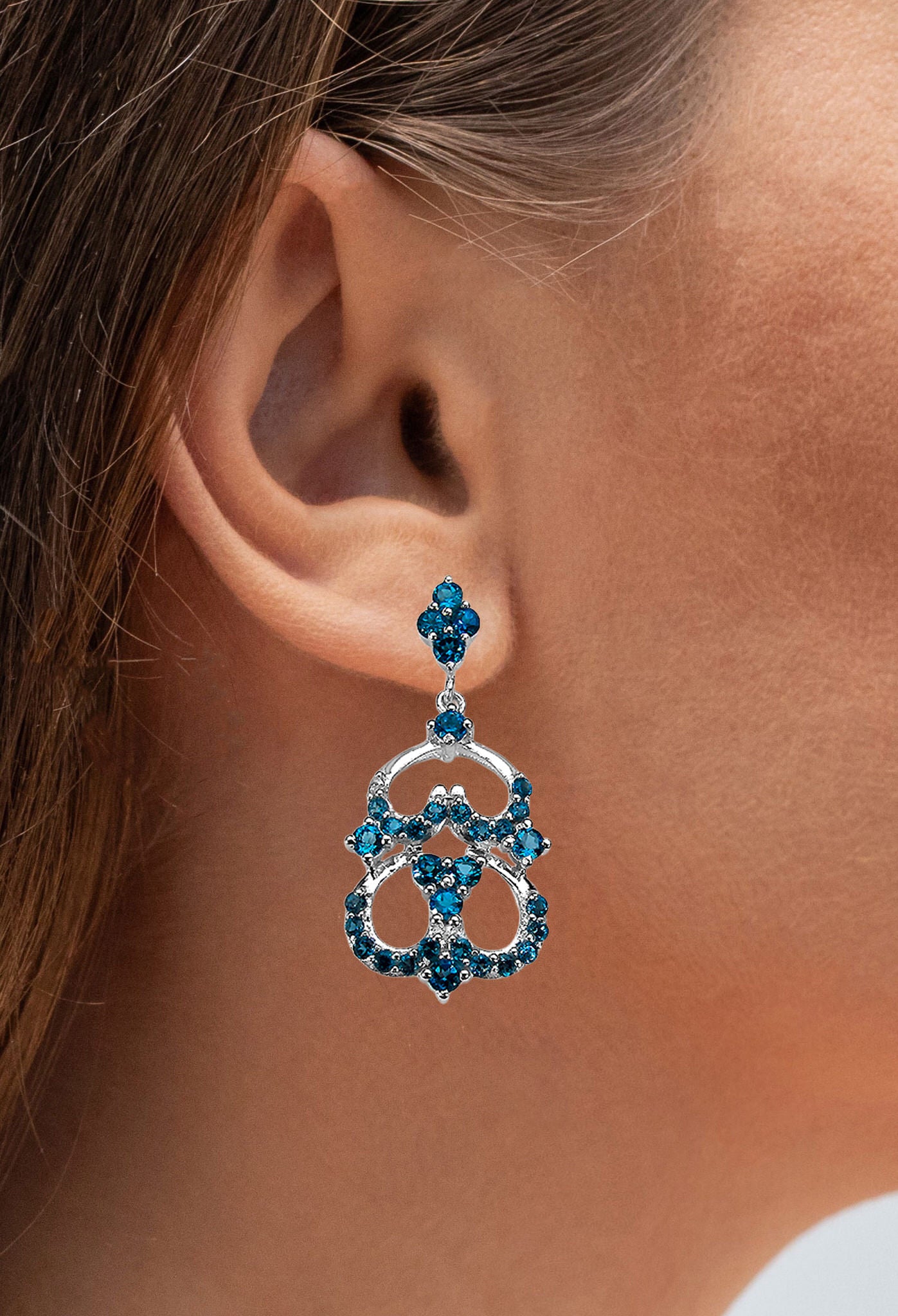 London Blue Topaz Dangle Earrings 4.8 Carats Sterling Silver