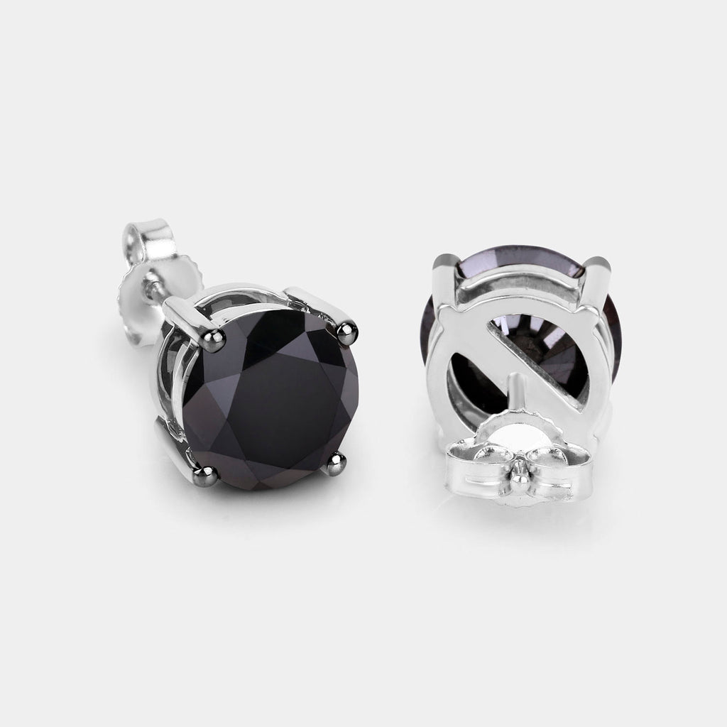 Black Diamond Earrings 3.06 Carats 14K White Gold