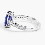 Blue Sapphire Ring With Diamonds 2.56 Carats 18K White Gold