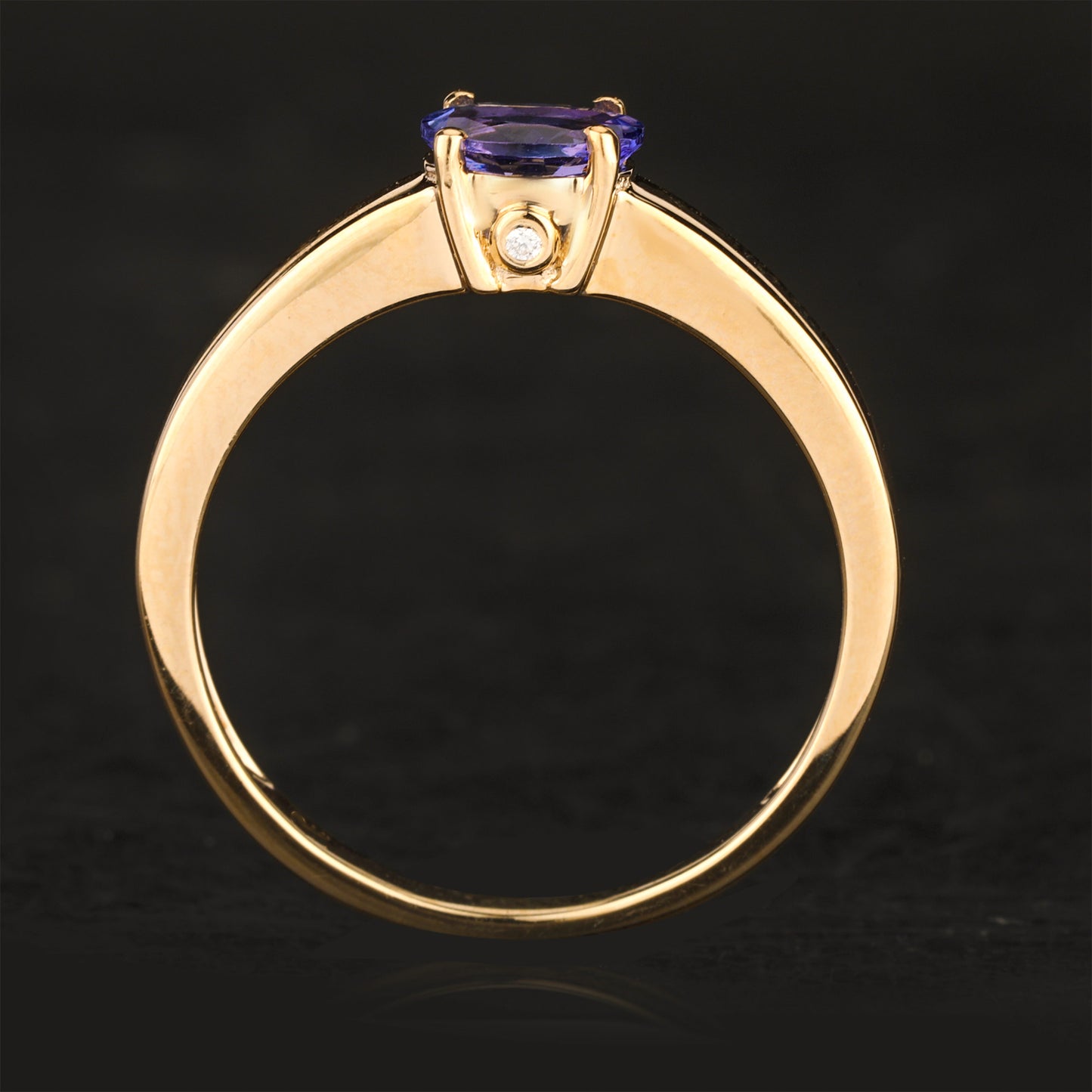 Natural Tanzanite Ring With Diamond 0.45 Carats 9K Yellow Gold