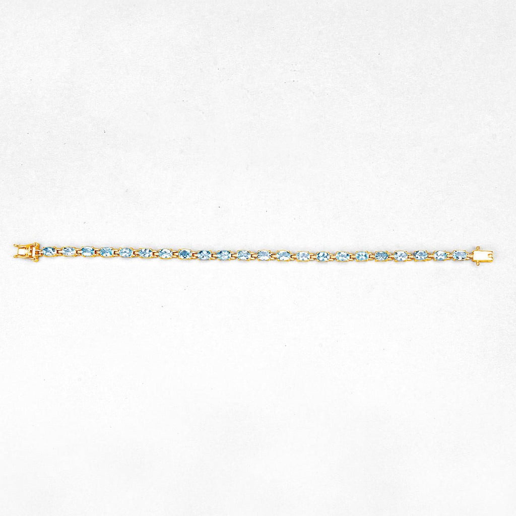 Blue Topaz Tennis Bracelet 11.2 Carats Gold Plated Silver