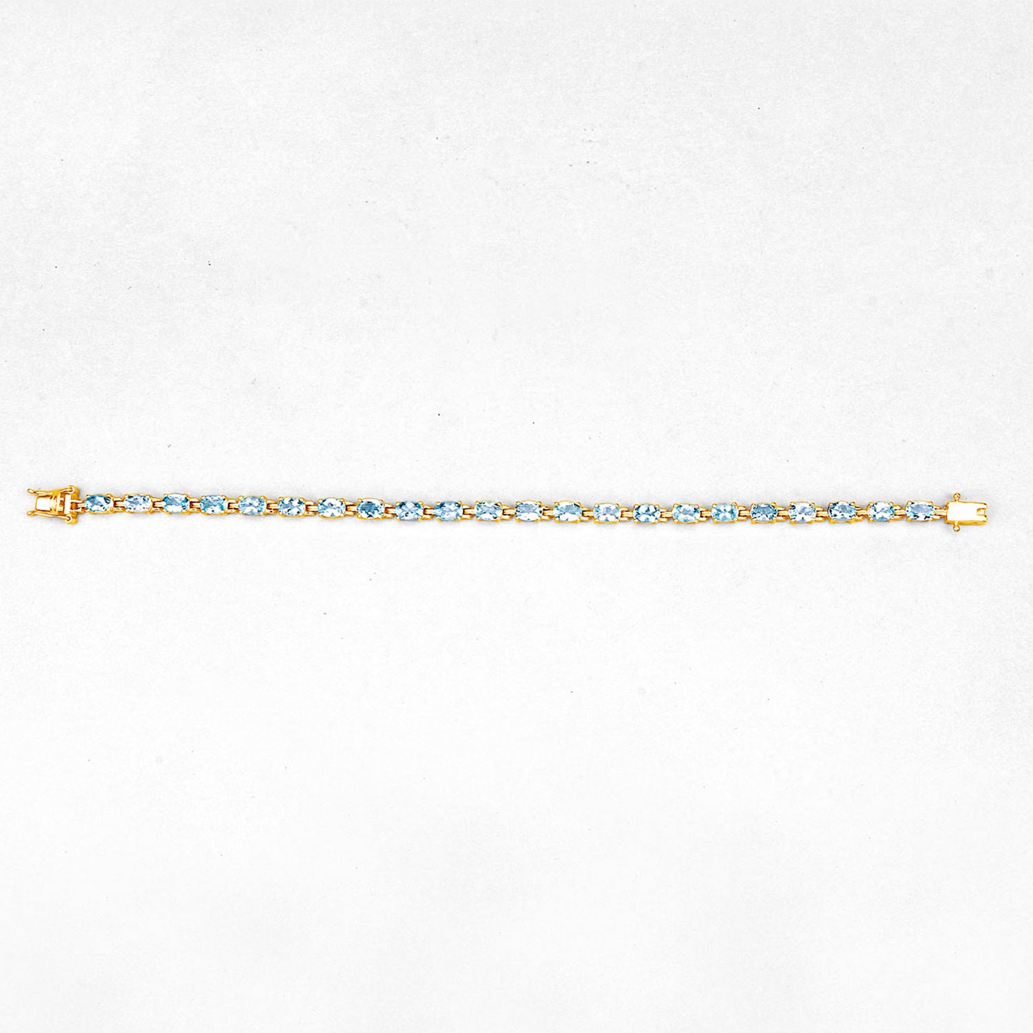 Blue Topaz Tennis Bracelet 11.2 Carats Gold Plated Silver