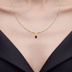 Ruby Pendant With Diamonds 1.56 Carats 10K Yellow Gold