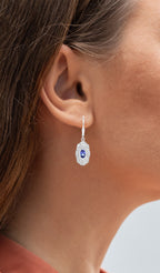 Natural Tanzanite Earrings With White Topaz 1.08 Carats Sterling Silver
