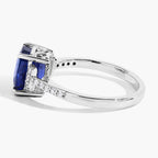 Blue Sapphire Ring With Diamonds 3.62 Carats 18K White Gold