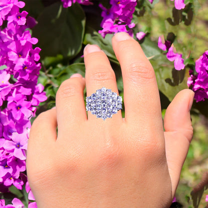 Natural Tanzanite Ring 3.77 Carats Sterling Silver