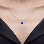 Blue Sapphire Pendant With Diamonds 2.78 Carats 18K Yellow Gold