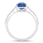 Blue Sapphire Ring With Diamonds 2.6 Carats 18K White Gold