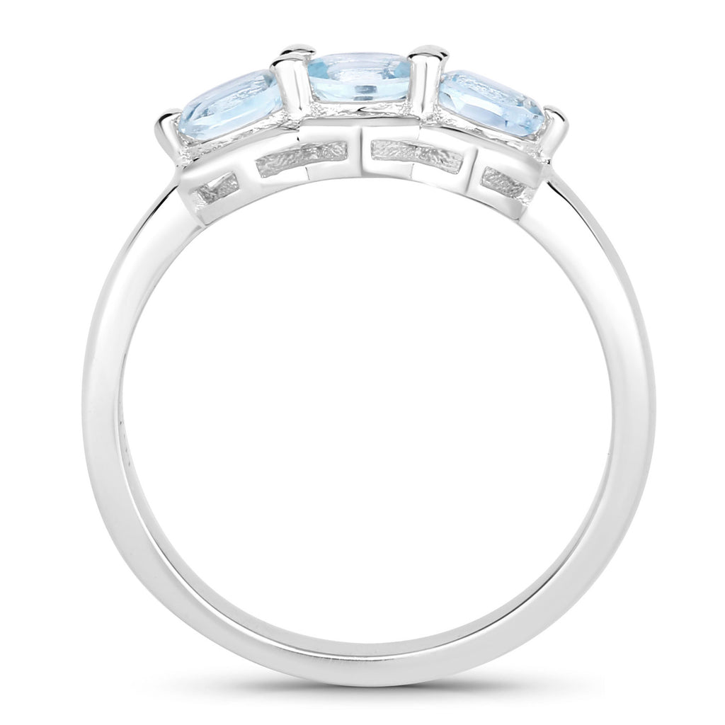 Blue Topaz Ring 0.56 Carats Sterling Silver