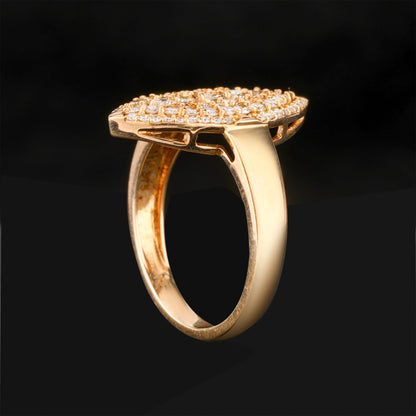 Light Brown Diamond Cluster Ring 0.77 Carats 9K Yellow Gold