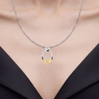 Blue Sapphire Mother Pendant 0.16 Carats Gold Plated Silver