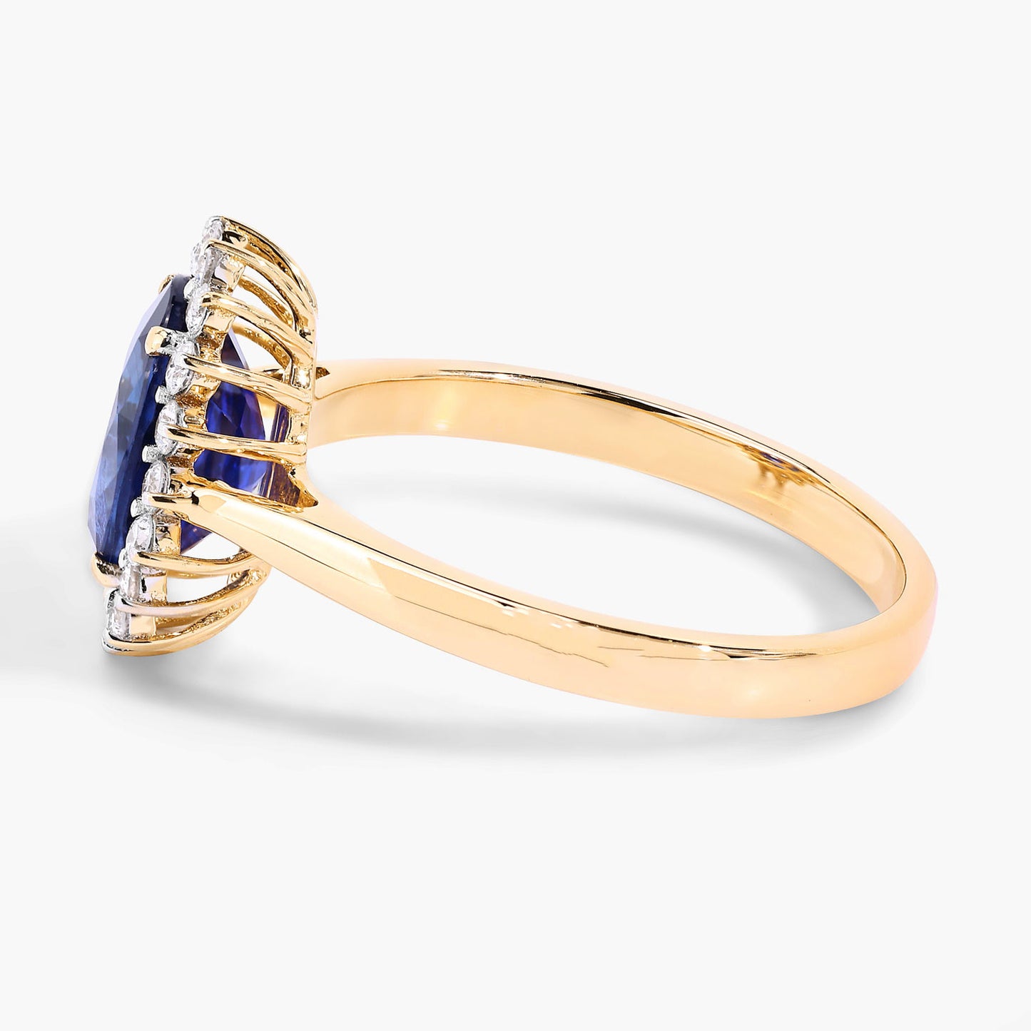 Blue Sapphire Ring With Diamonds 2.58 Carats 18K Yellow Gold