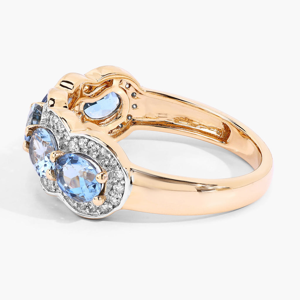 Aquamarine Ring With Diamonds 1.56 Carats 14K Yellow Gold