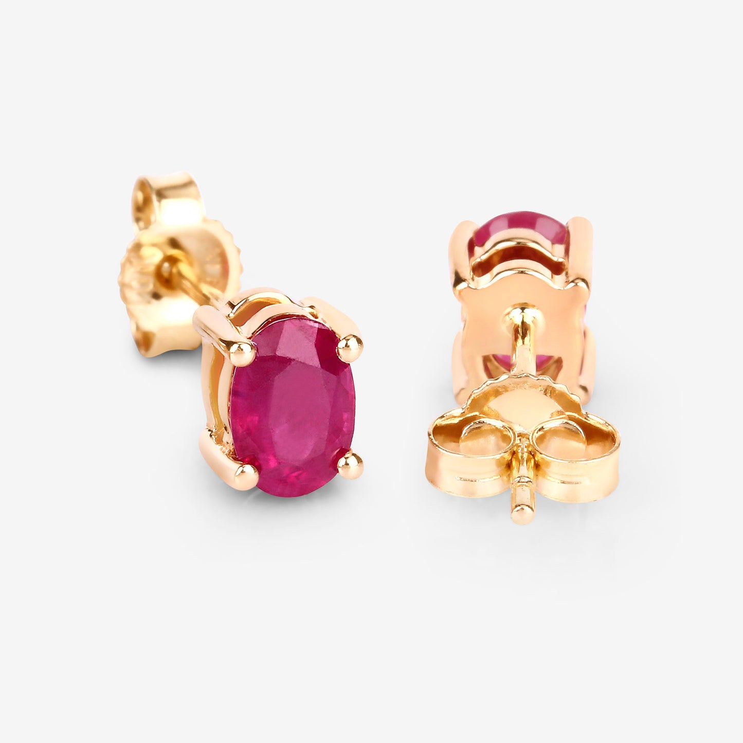 Natural Ruby Stud Earrings 1.02 Carats 10K Yellow Gold