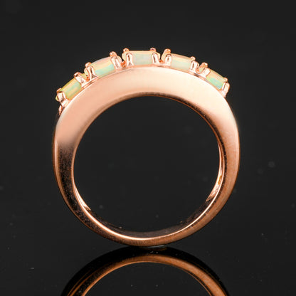 Natural Ethiopian Opal Ring 0.50 Carats Gold Plated Silver