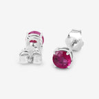 Ruby Stud Earrings 0.84 Carats 10K White Gold