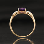 Amethyst Ring With Diamonds 0.43 Carats 9K Yellow Gold