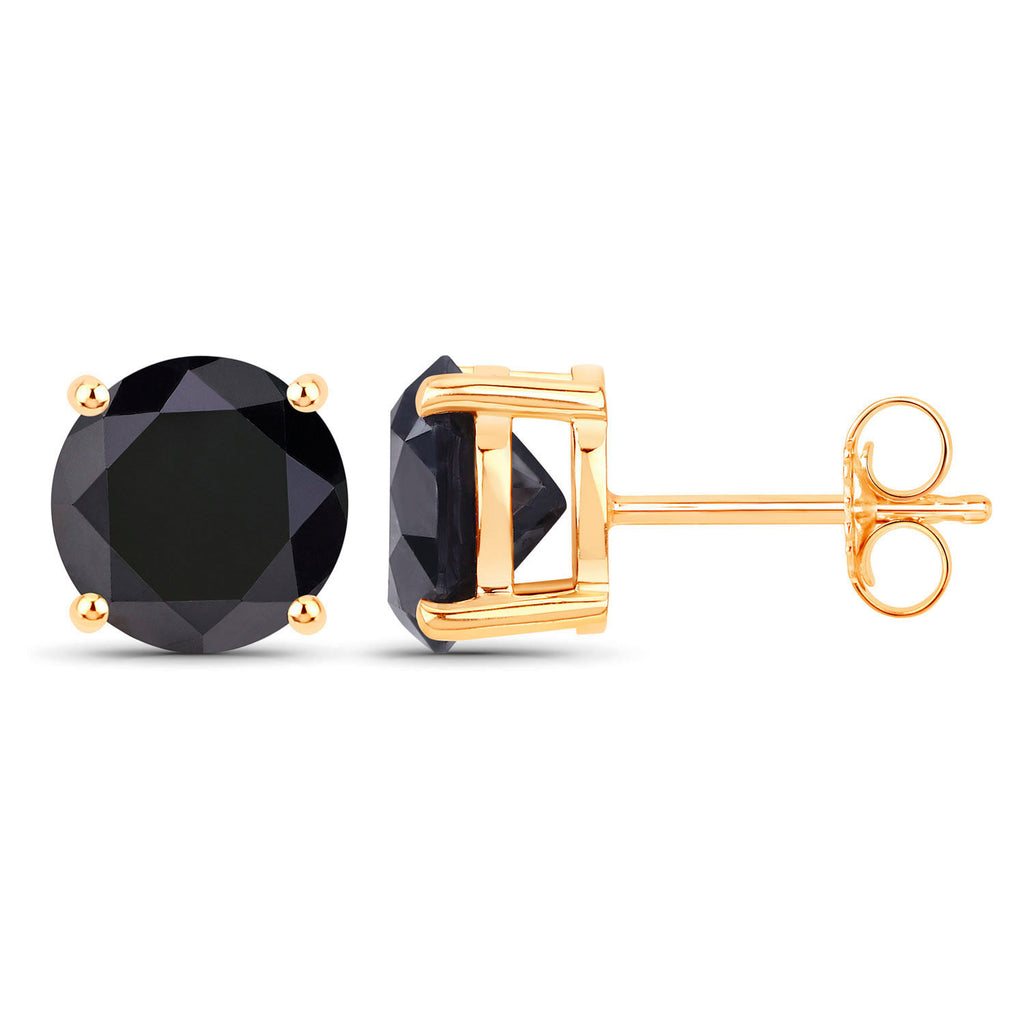 Black Diamond Earrings 3.82 Carats 14K Yellow Gold