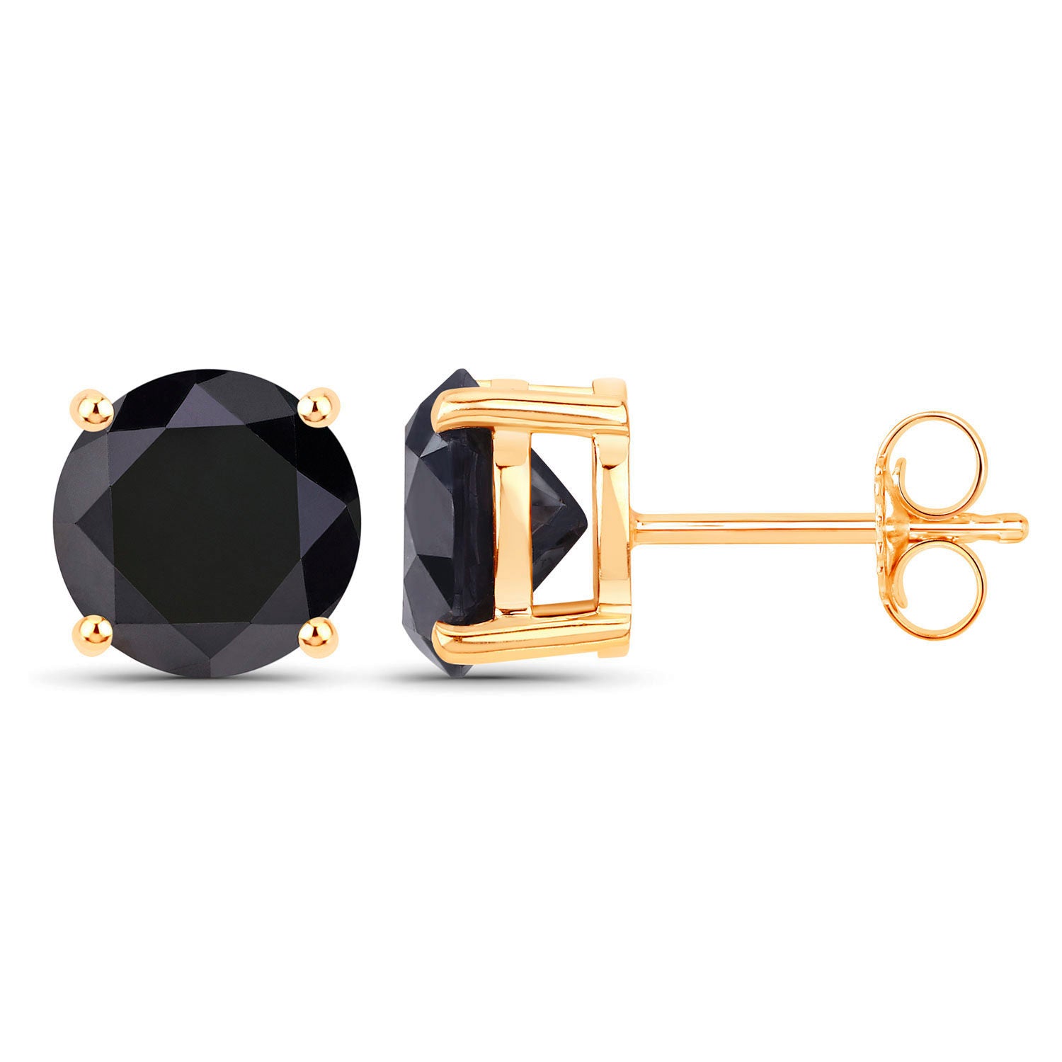 Black Diamond Earrings 3.82 Carats 14K Yellow Gold