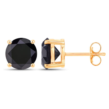 Black Diamond Earrings 3.82 Carats 14K Yellow Gold