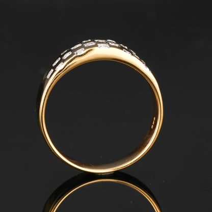 Diamond Band Ring 0.18 Carats Gold Plated Silver