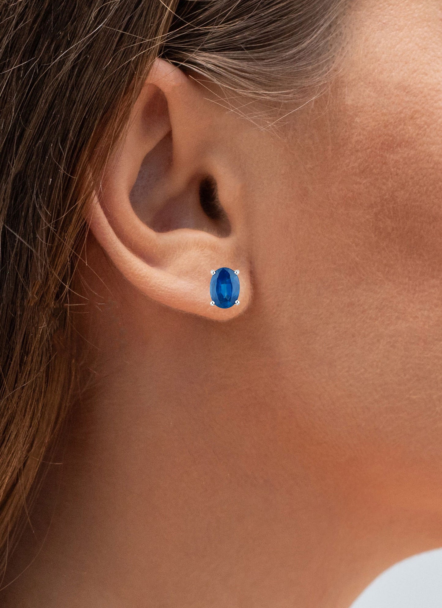 Blue Sapphire Earrings 1.88 Carats 14K White Gold