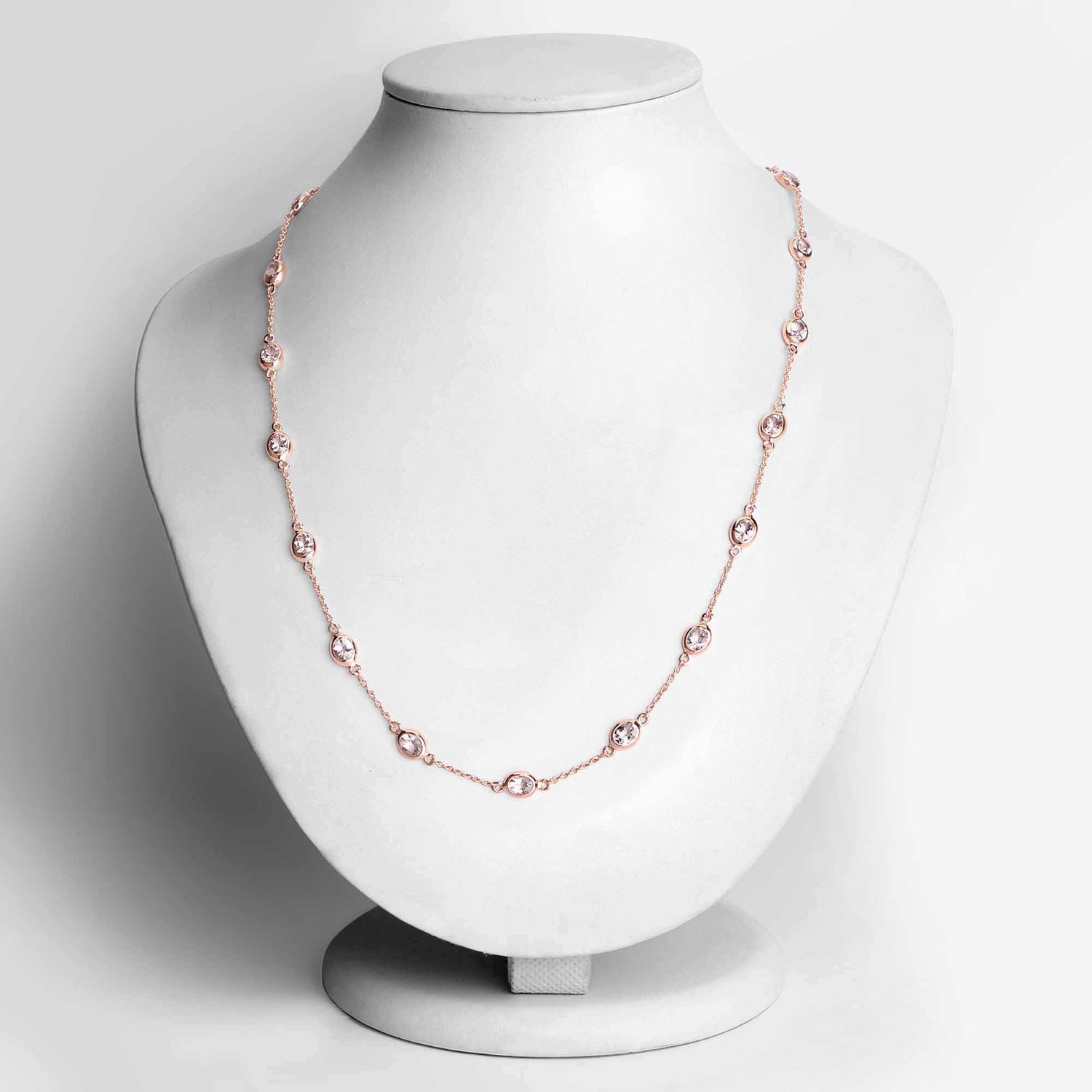 Morganite Necklace 4.84 Carats Gold Plated Silver