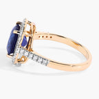 Blue Sapphire Ring With Diamonds 3.72 Carats 18K Yellow Gold