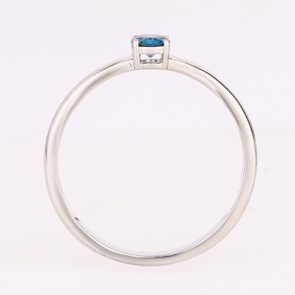 Blue Diamond Ring 0.2 Carats 9K White Gold