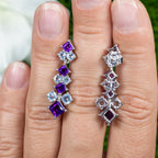 Amethyst Earrings With Blue Topaz 4.86 Carats Sterling Silver