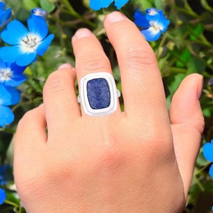 Lapis Ring 14.06 Carats Sterling Silver