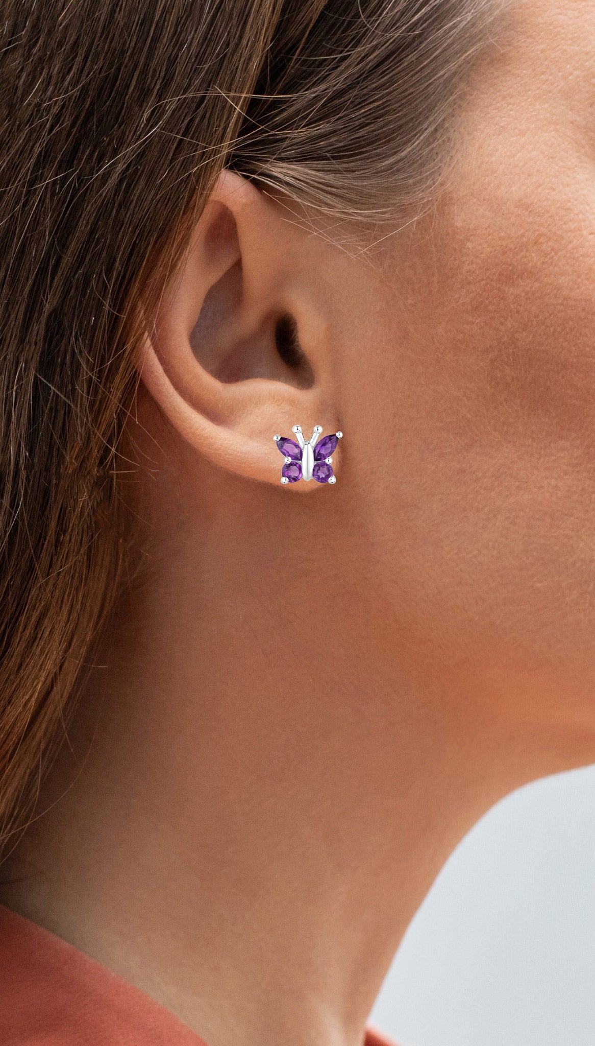 Amethyst Butterfly Earrings 0.98 Carats Sterling Silver