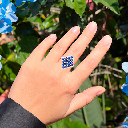 Blue Sapphire Cluster Ring White Zircon 3.49 Carats