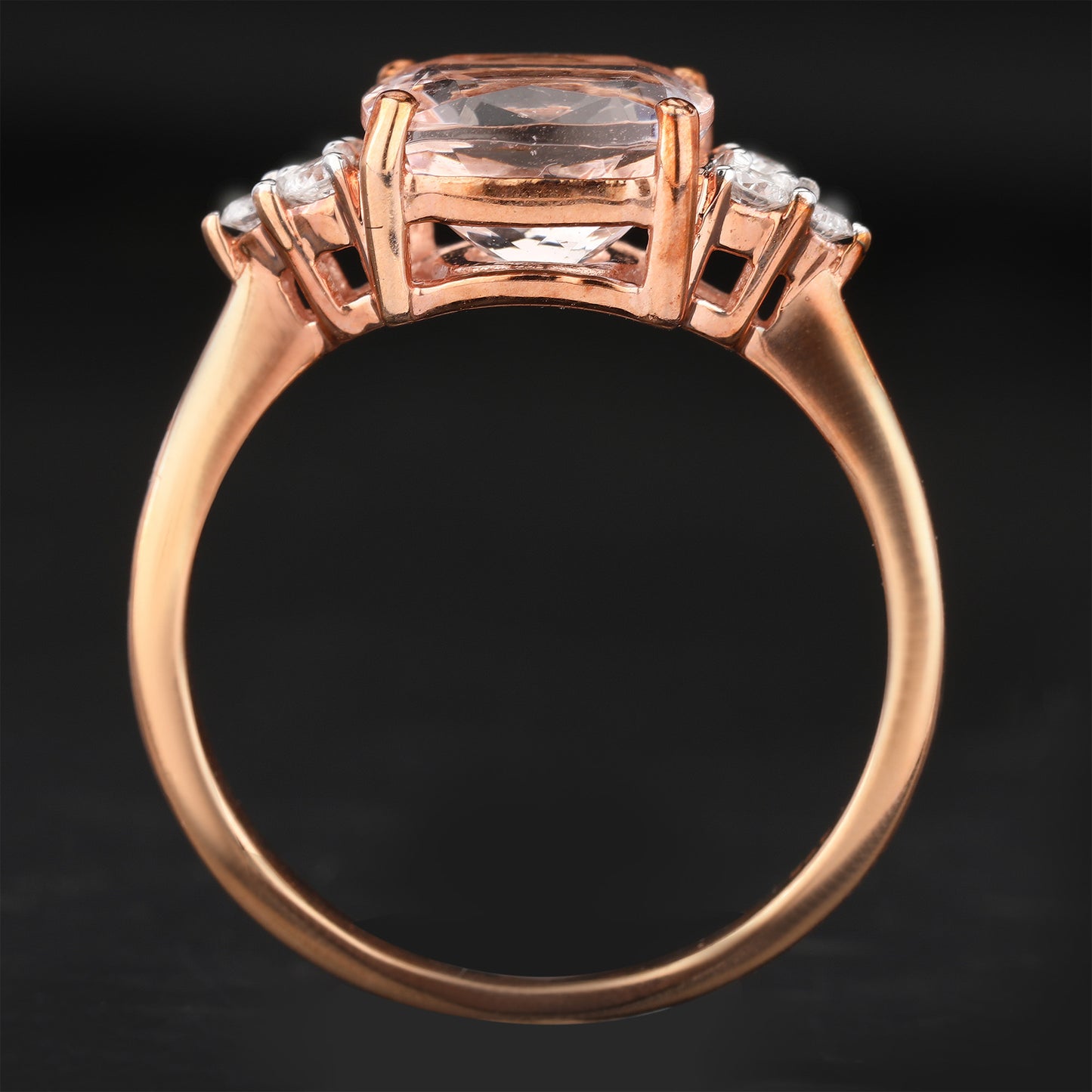 Morganite Ring With Diamonds 2.43 Carats 9K Rose Gold