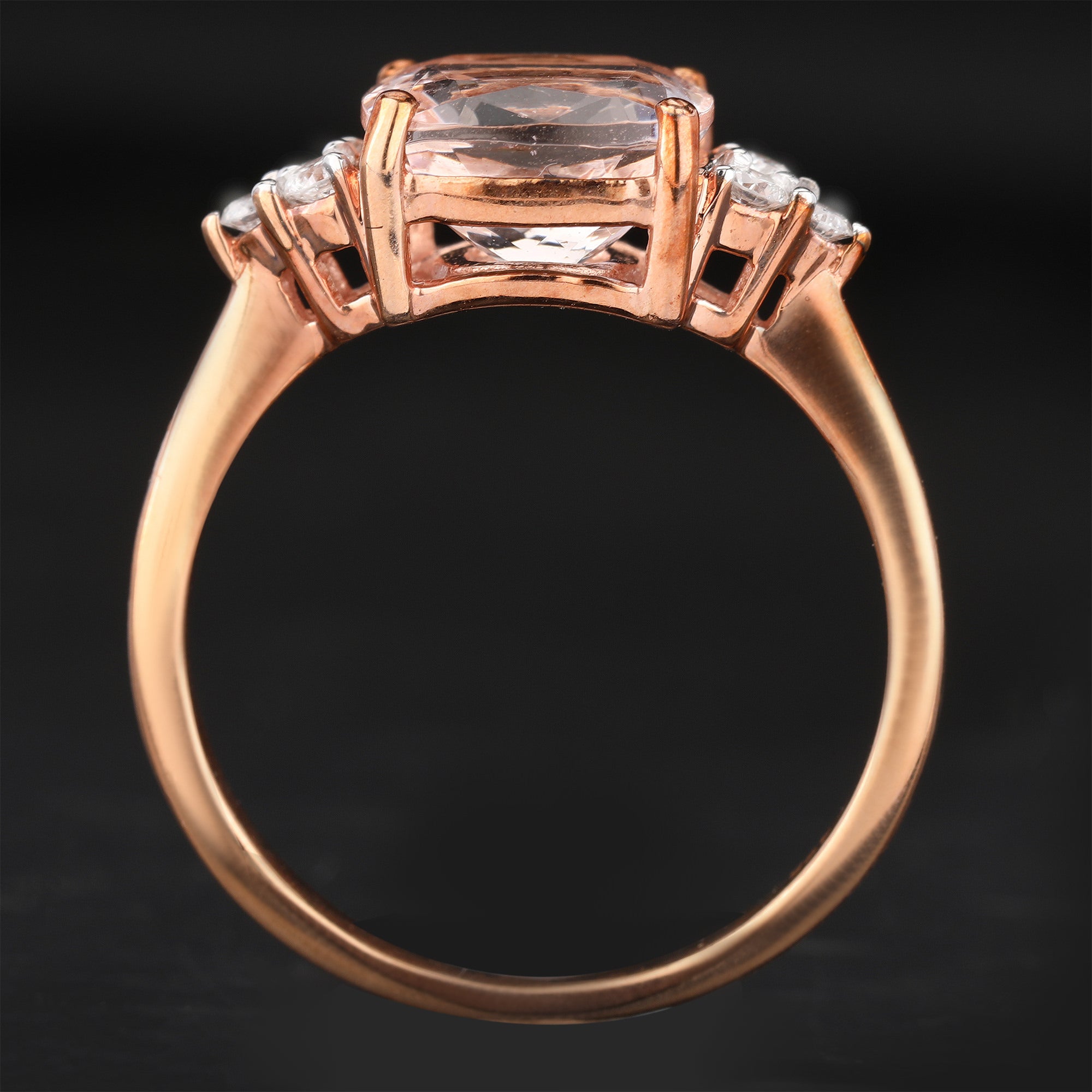 Morganite Ring With Diamonds 2.43 Carats 9K Rose Gold