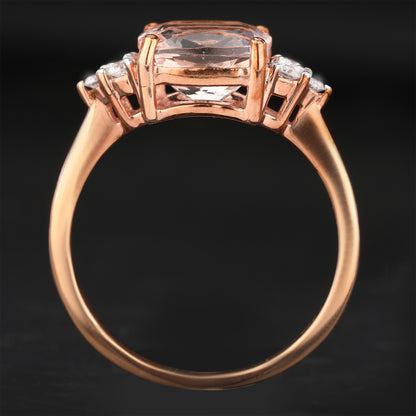 Morganite Ring With Diamonds 2.43 Carats 9K Rose Gold