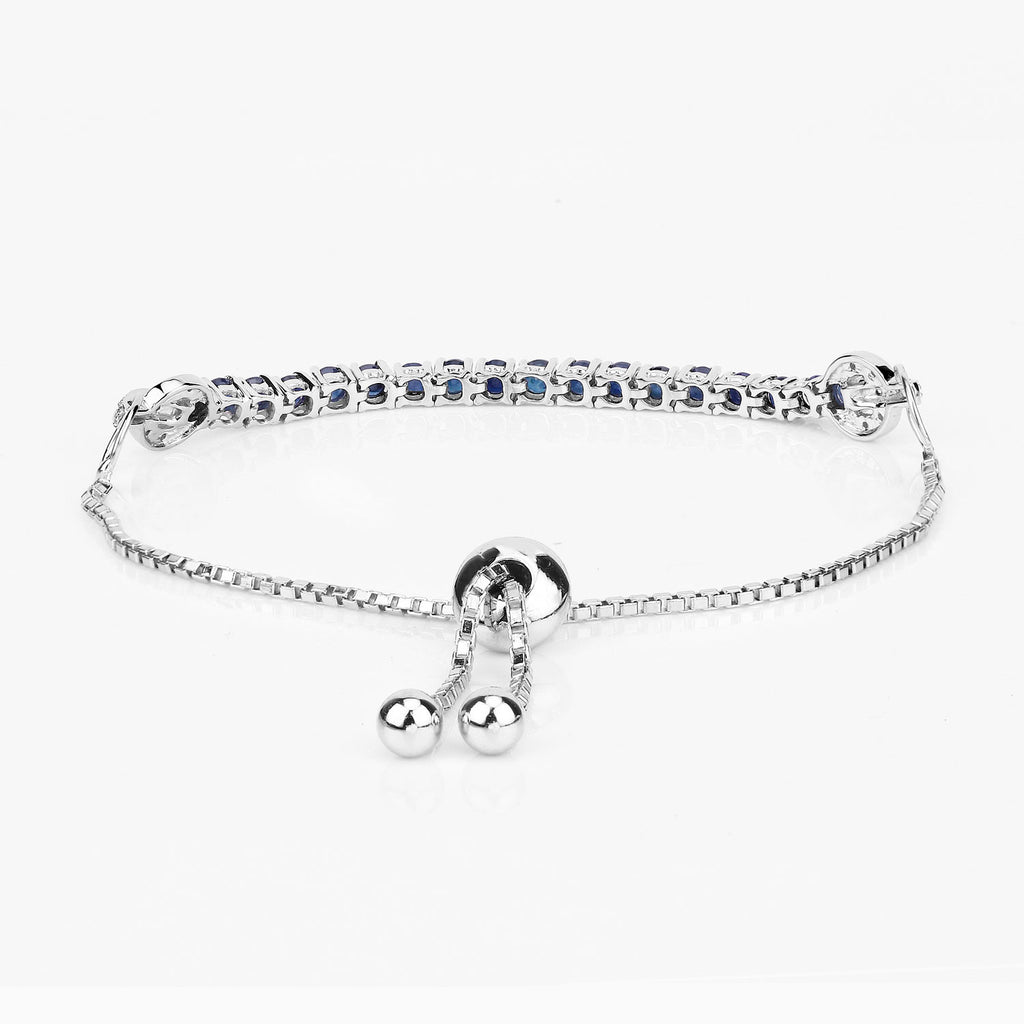 Blue Sapphire Bracelet With White Zircon 2.38 Carats Sterling Silver