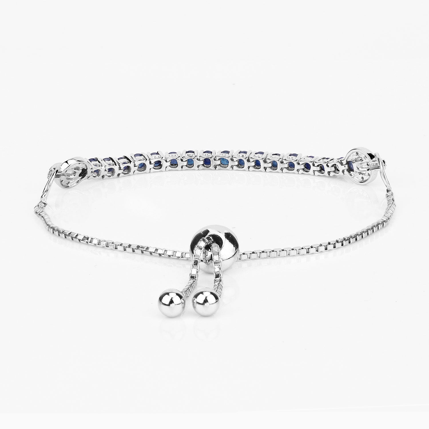 Blue Sapphire Bracelet With White Zircon 2.38 Carats Sterling Silver