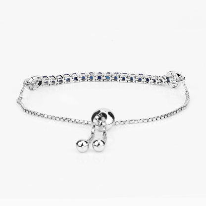 Blue Sapphire Bracelet With White Zircon 2.38 Carats Sterling Silver