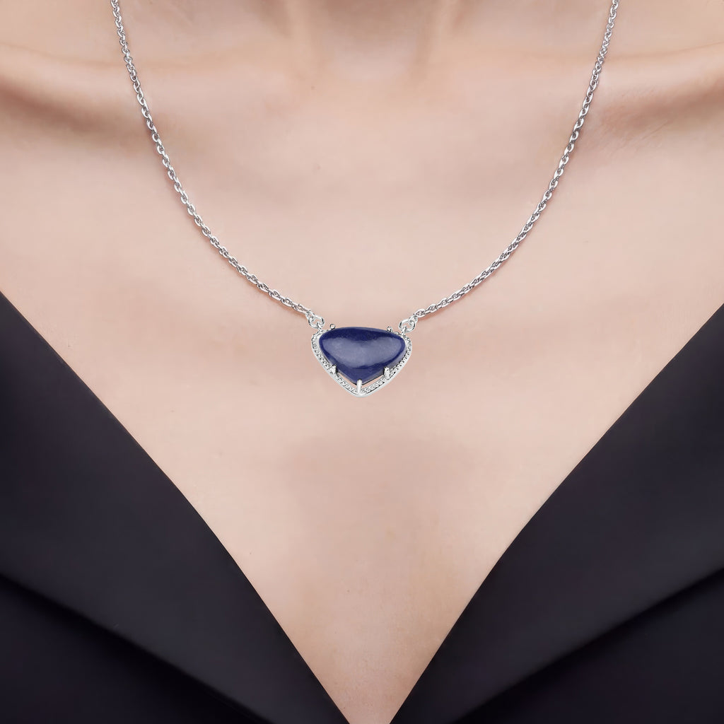 Blue Aventurine Necklace 3.9 Carats Sterling Silver