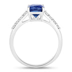 Blue Sapphire Ring With Diamonds 2.64 Carats 18K White Gold